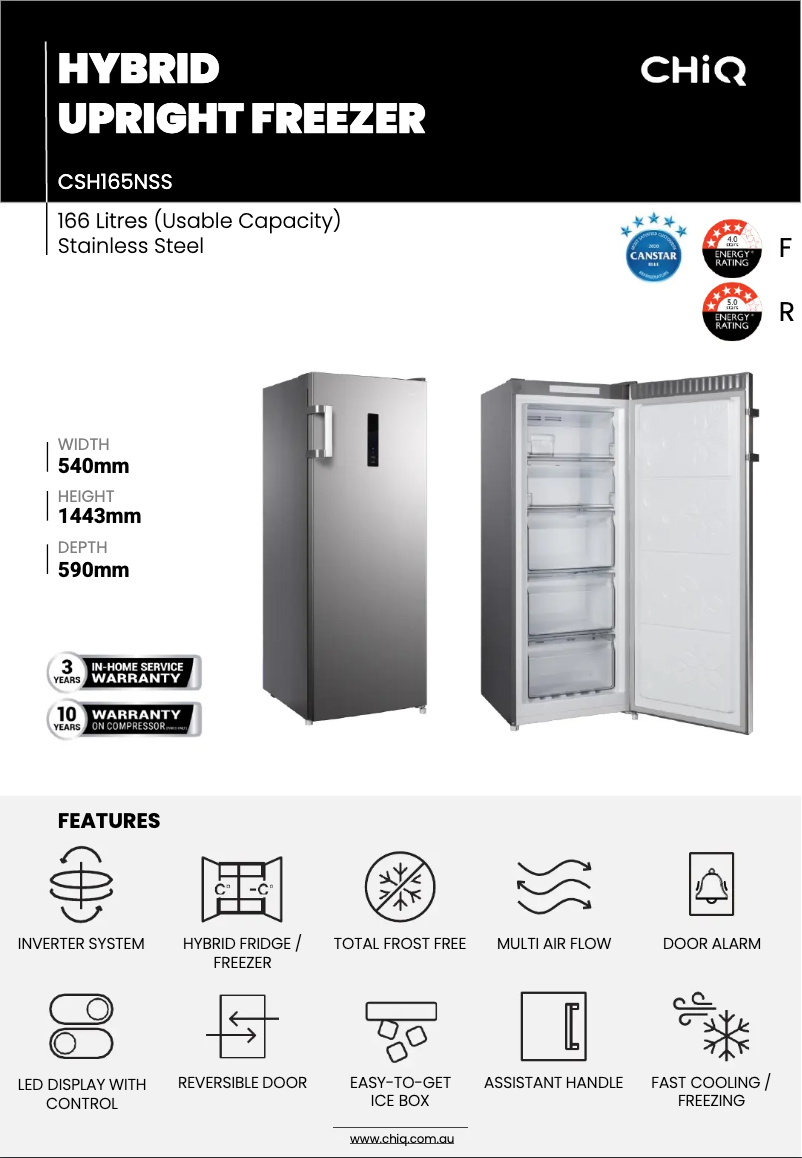 Página 1 del manual Manual de usuario CHiQ CSH165NSS