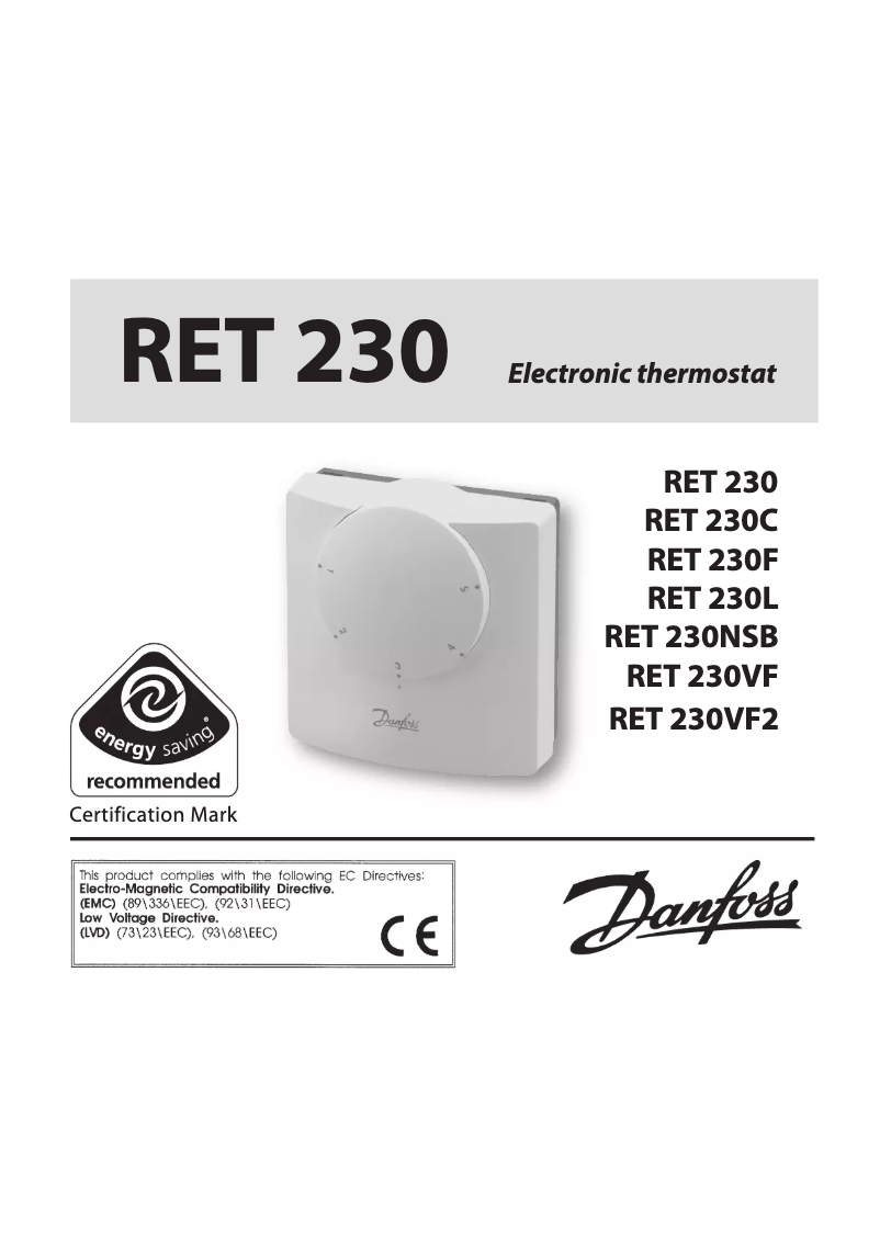 Page 1 of the manual User Manual Danfoss RET 230L