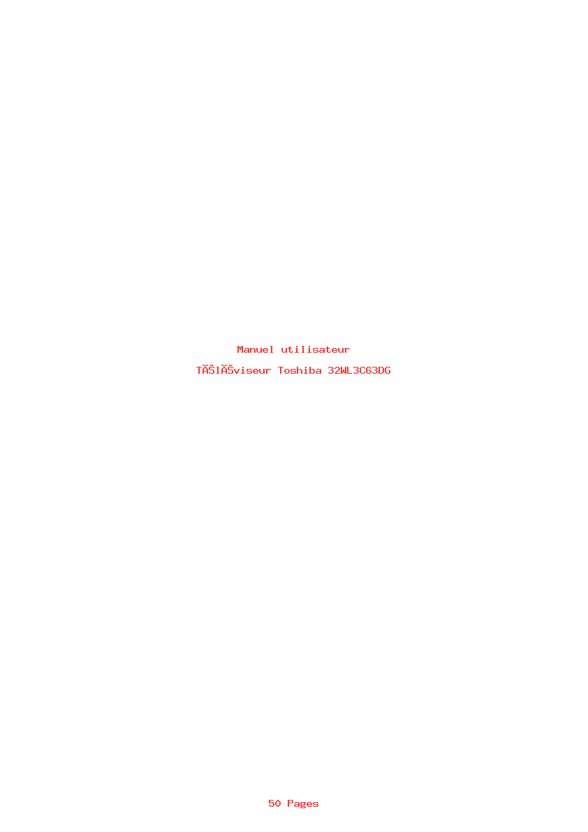 Page 1 de la notice Manuel utilisateur Toshiba 32WL3C63DG