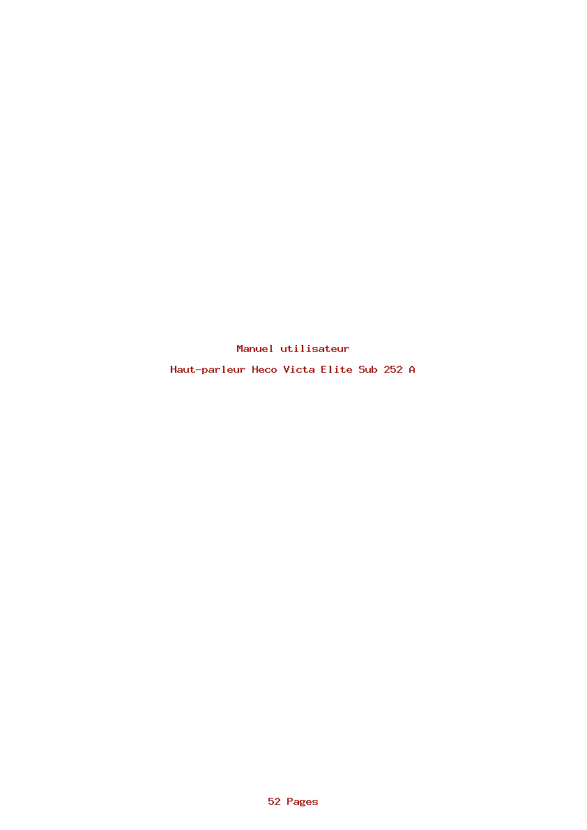 Page 1 de la notice Manuel utilisateur Heco Victa Elite Sub 252 A