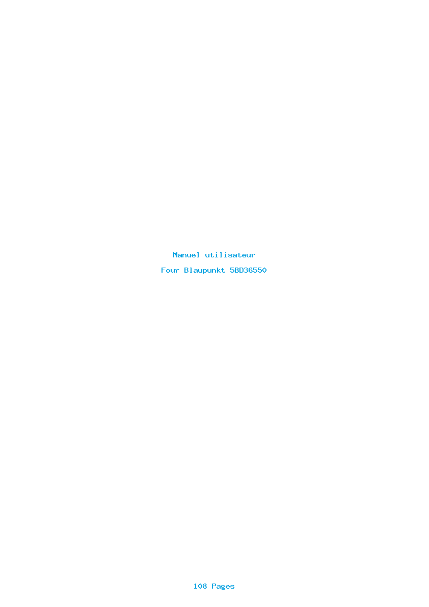 Page 1 de la notice Manuel utilisateur Blaupunkt 5BD36550