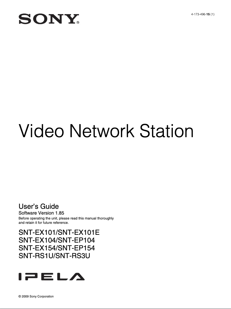 Page 1 de la notice Manuel utilisateur Sony SNT-EX101E