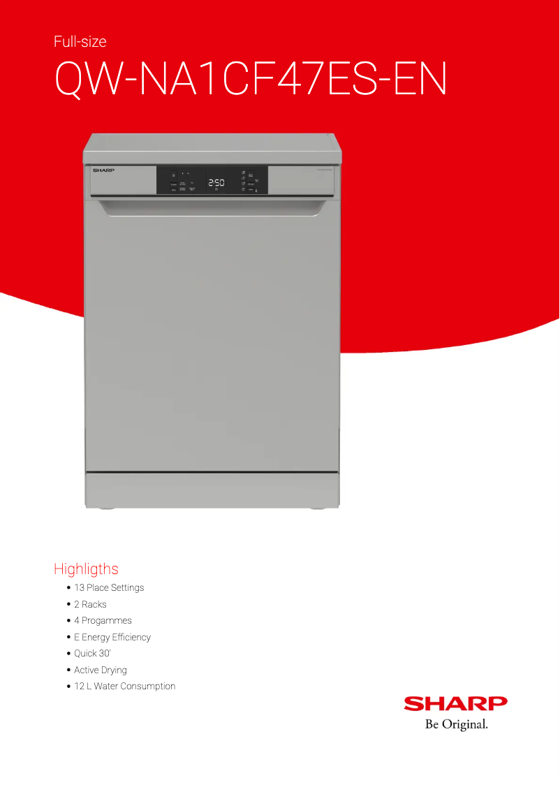 Page 1 de la notice Fiche technique Sharp QW-NA1CF47ES-EN