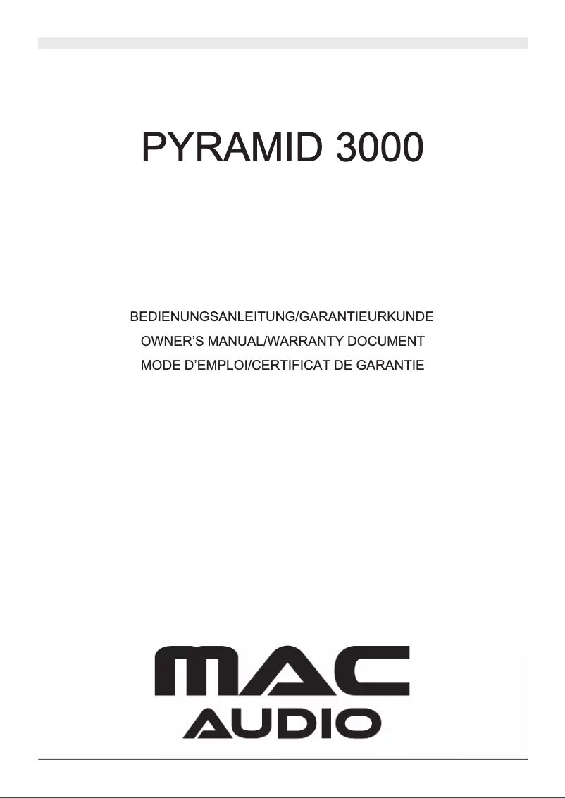 Page 1 de la notice Manuel utilisateur Mac Audio Pyramid 3000