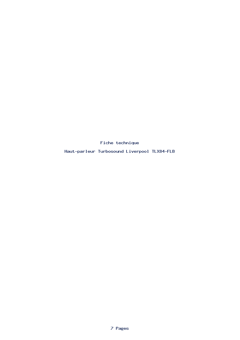 Page 1 de la notice Fiche technique Turbosound Liverpool TLX84-FLB