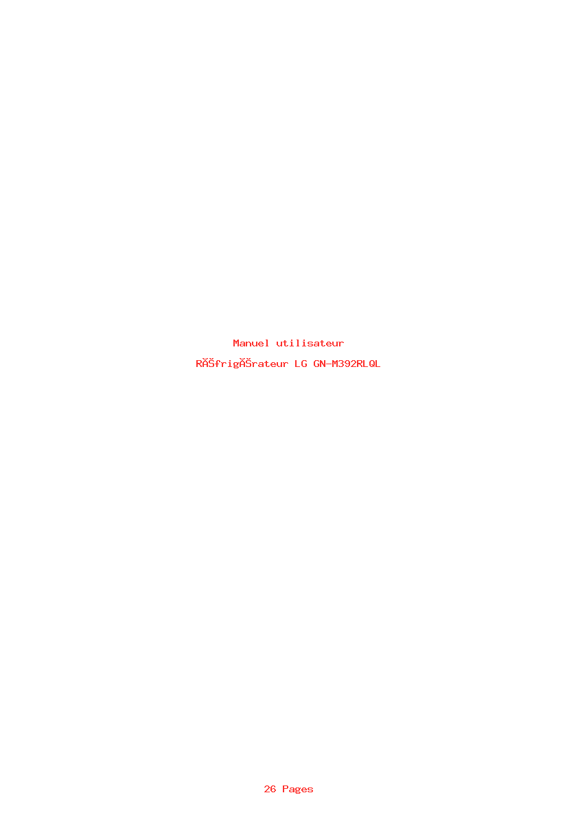 Page 1 de la notice Manuel utilisateur LG GN-M392RLQL