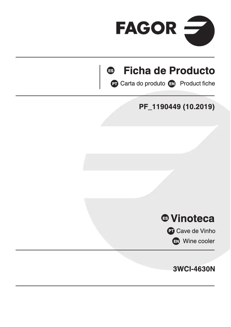Page 1 de la notice Fiche technique Fagor 3WCI-4630N