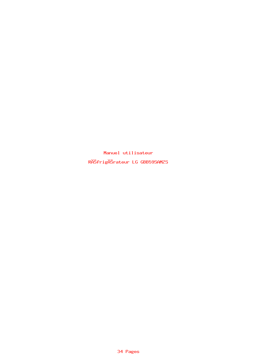 Page 1 de la notice Manuel utilisateur LG GBB59SAMZS