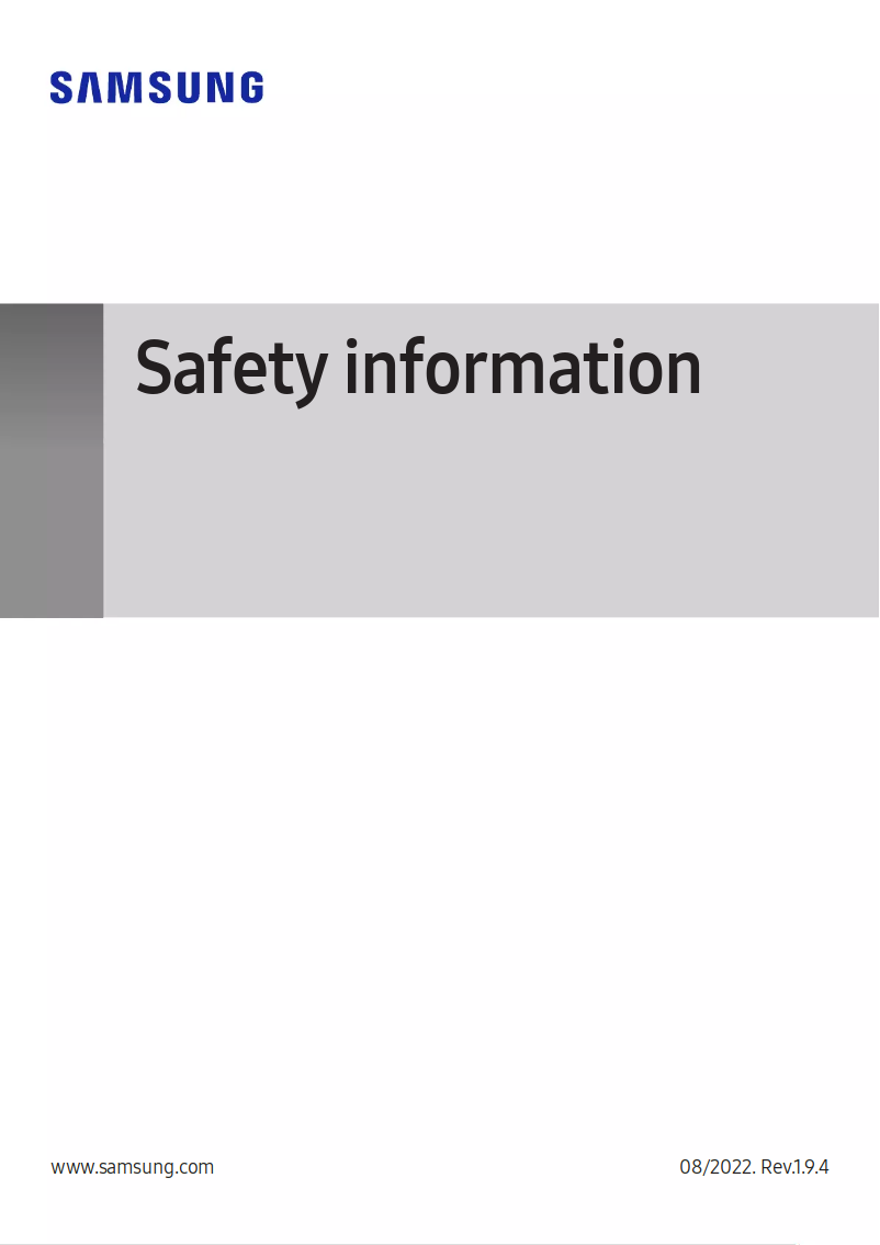 Page 1 de la notice Instructions de sécurité Samsung Galaxy A32