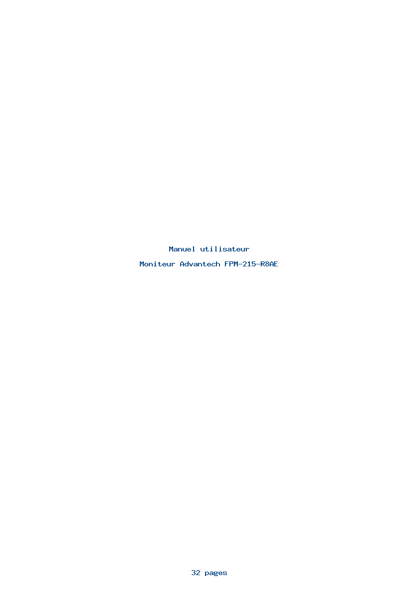 Page 1 de la notice Manuel utilisateur Advantech FPM-215-R8AE