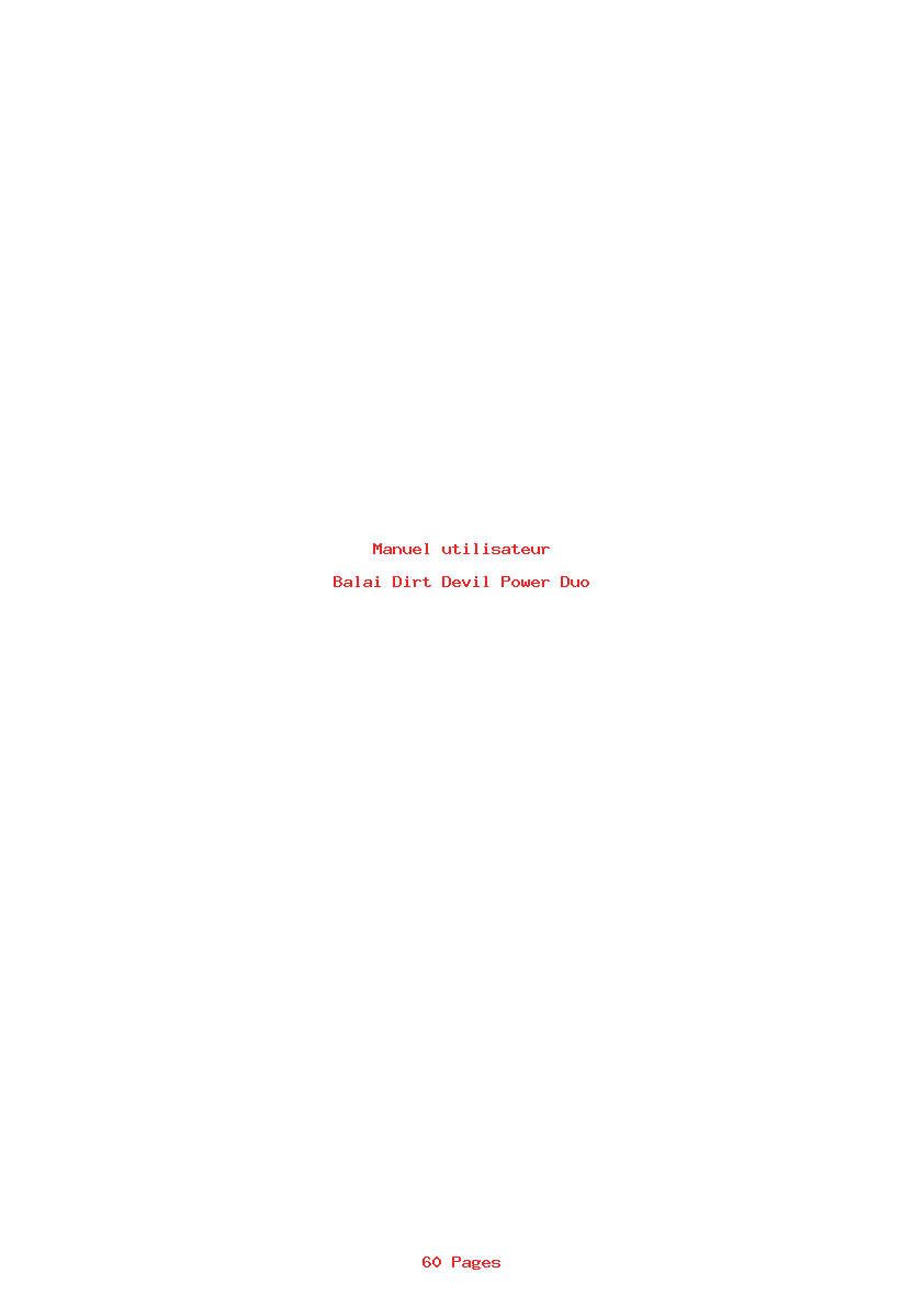 Page 1 de la notice Manuel utilisateur Dirt Devil Power Duo