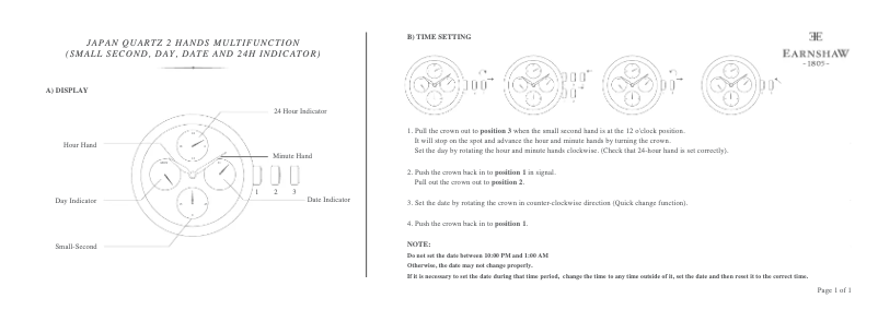 Page 1 de la notice Manuel utilisateur Earnshaw Longcase Master Calendar ES-8048-03