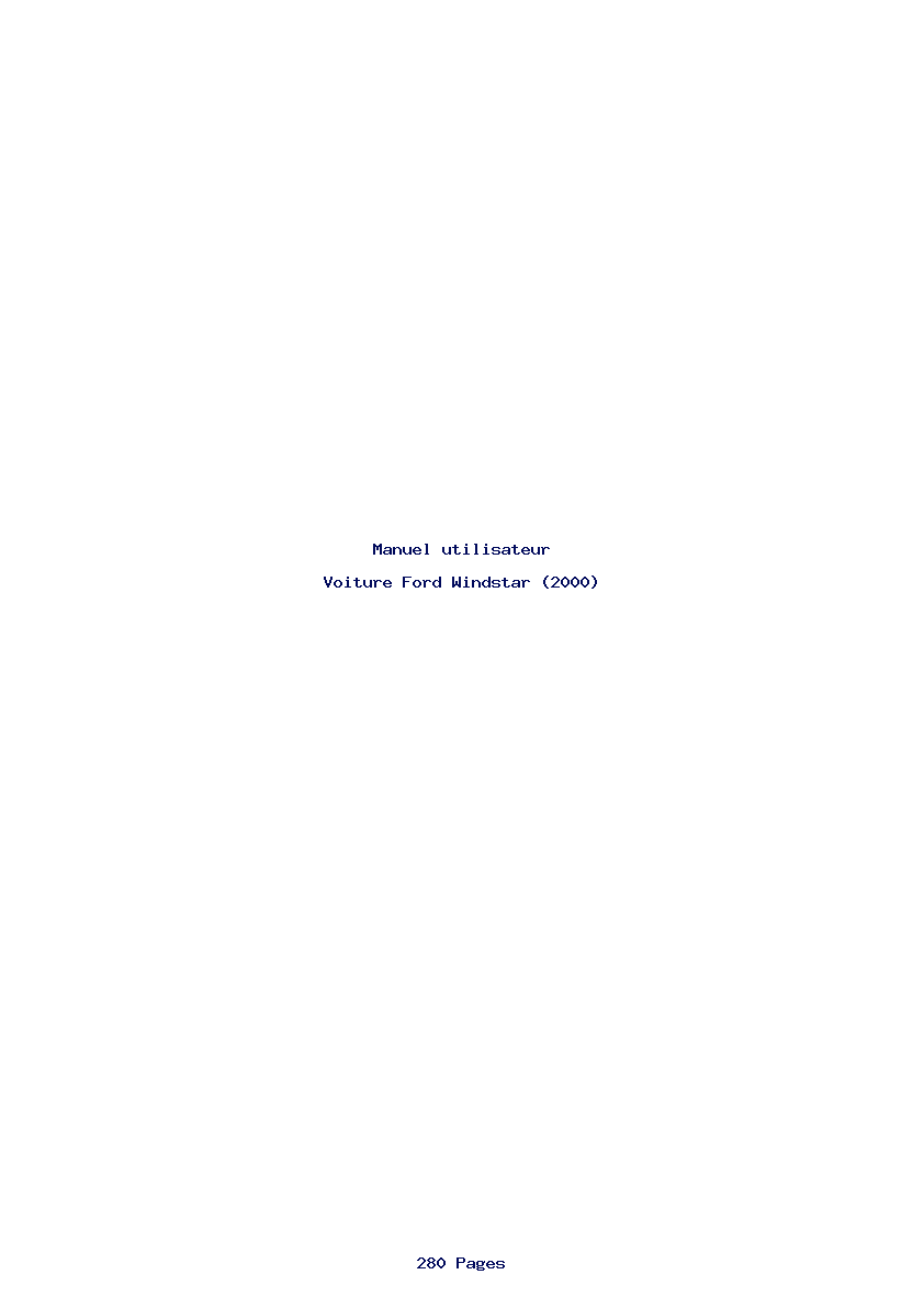 Page 1 de la notice Manuel utilisateur Ford Windstar (2000)