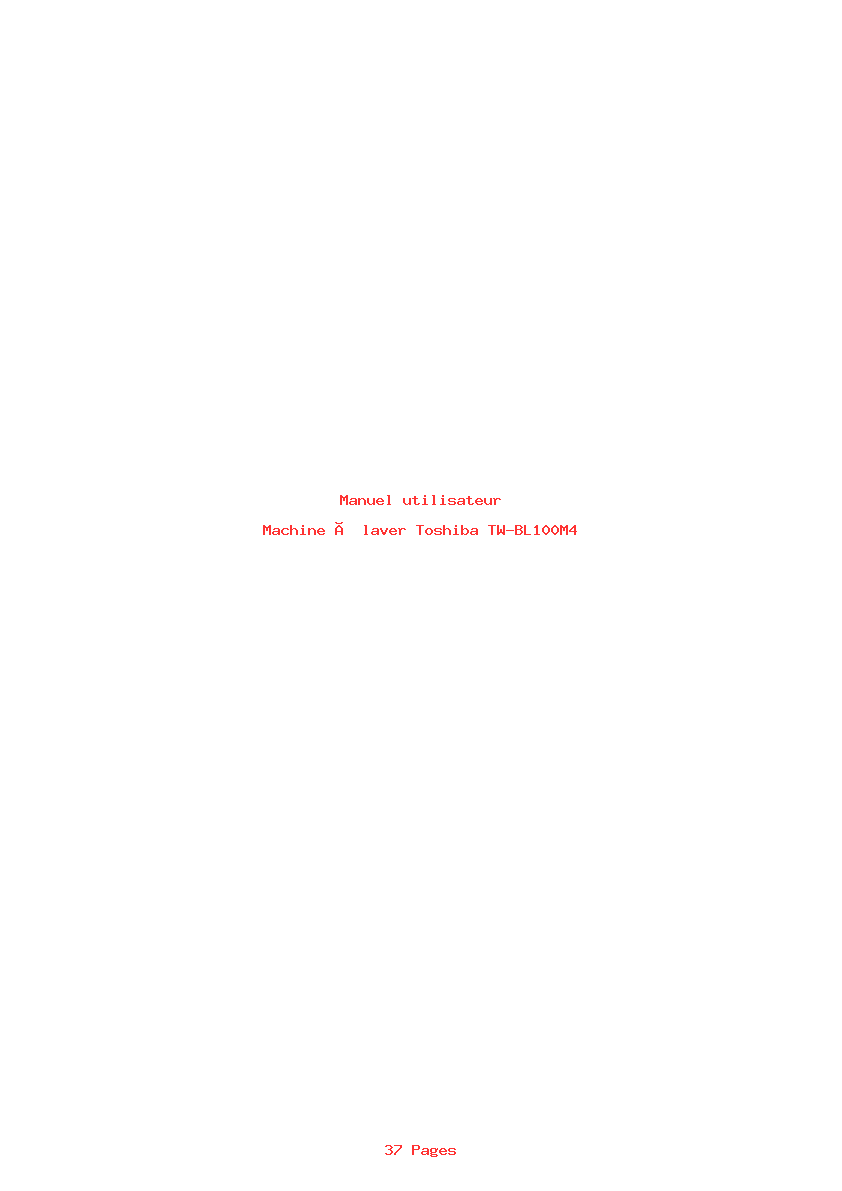 Page 1 de la notice Manuel utilisateur Toshiba TW-BL100M4