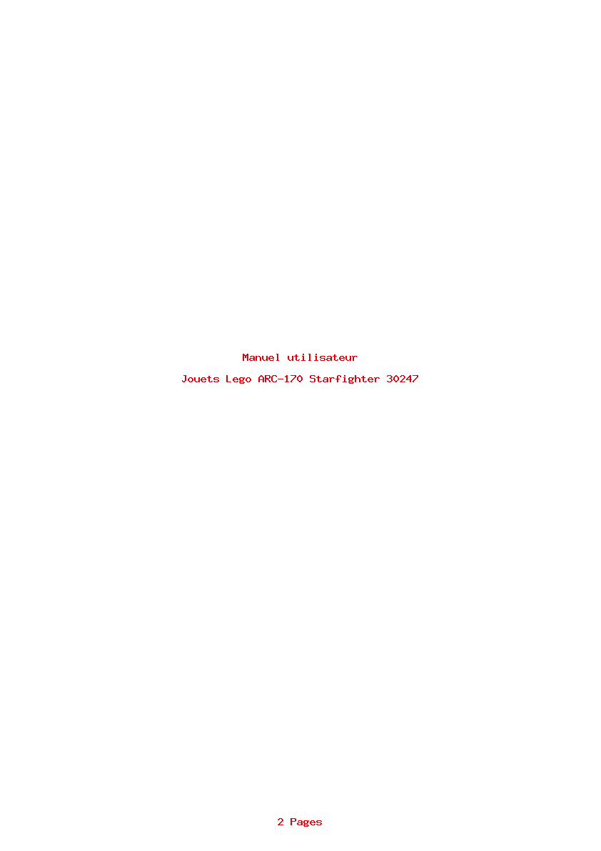 Page 1 de la notice Manuel utilisateur Lego ARC-170 Starfighter 30247