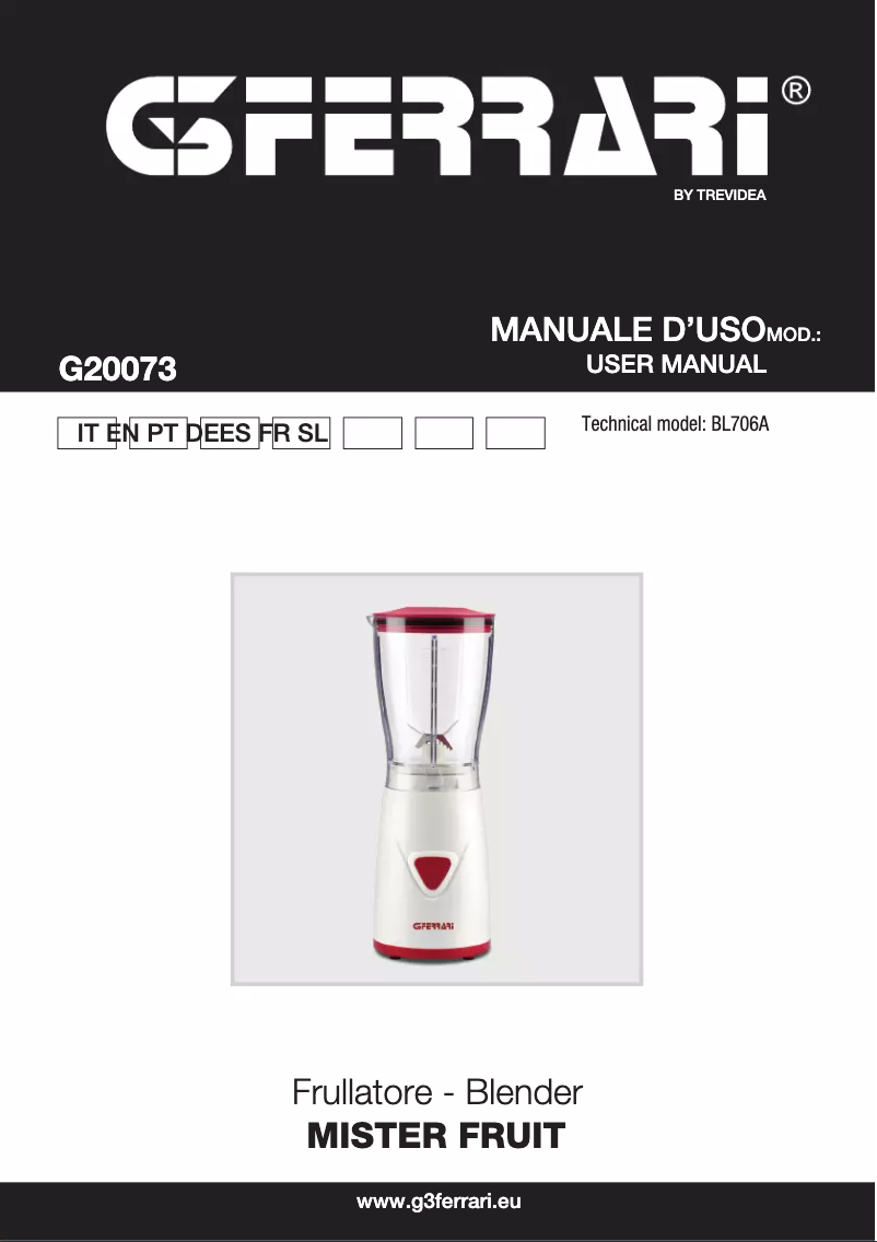 Page 1 de la notice Manuel utilisateur G3 Ferrari Mister Fruit G20073