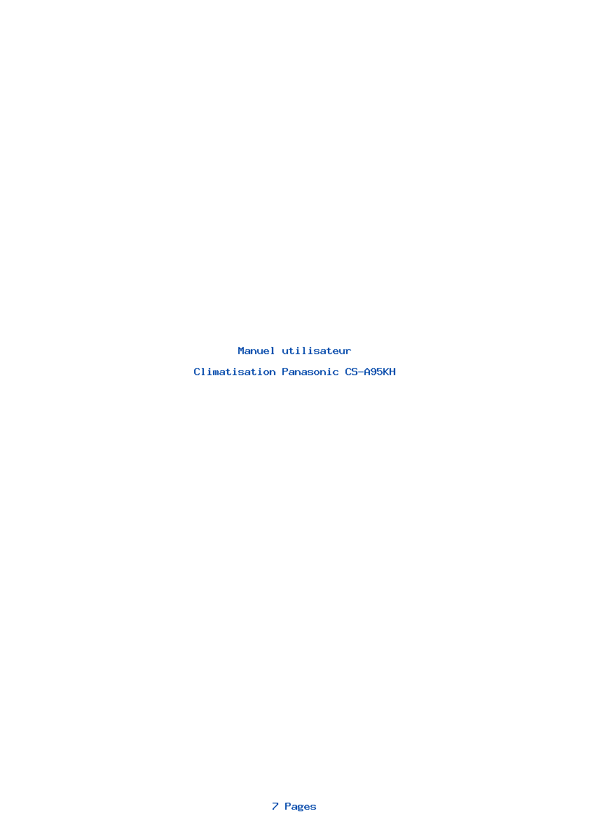 Page 1 de la notice Manuel utilisateur Panasonic CS-A95KH