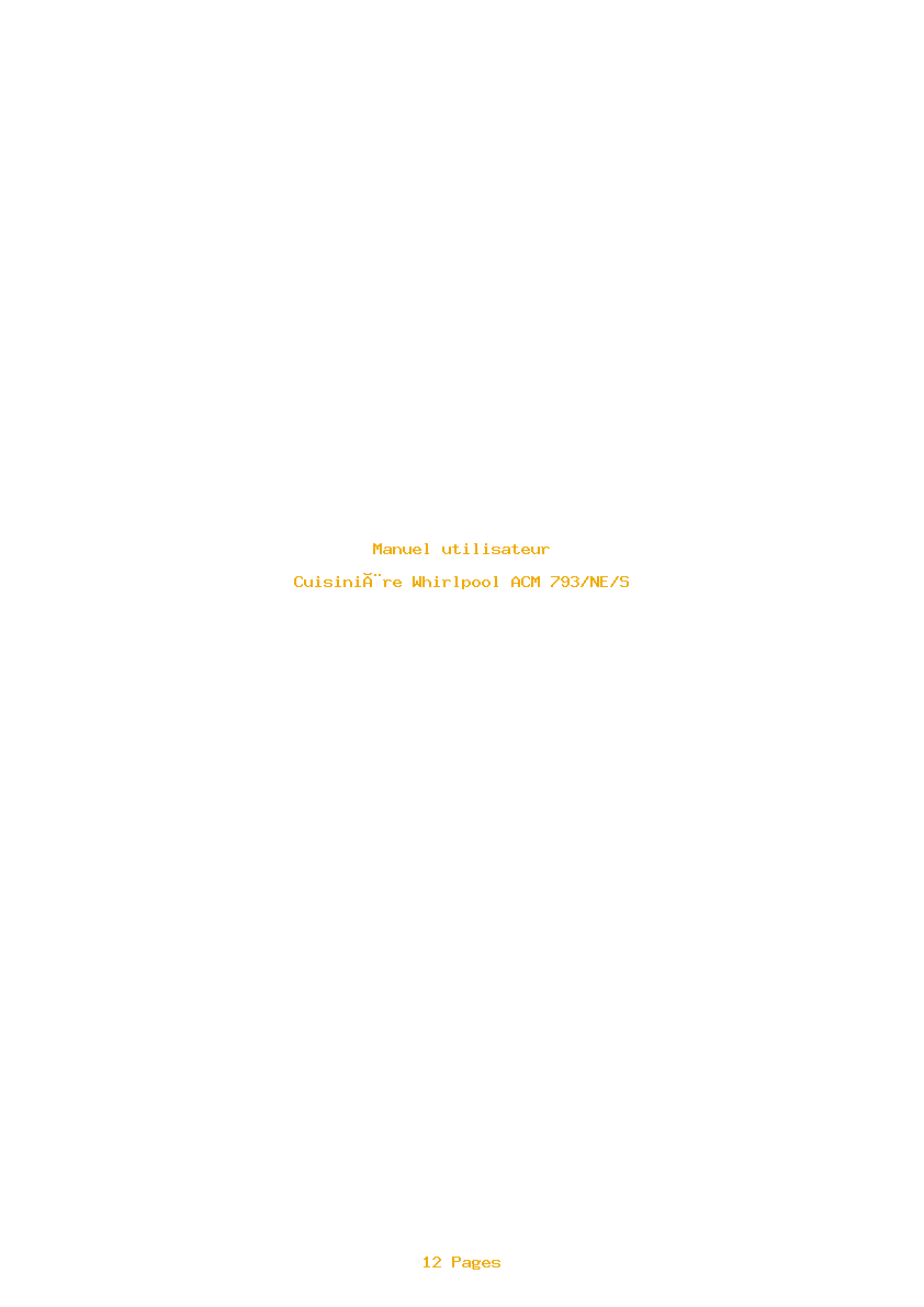 Page 1 de la notice Manuel utilisateur Whirlpool ACM 793/NE/S