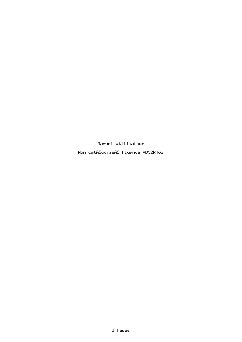 Page 1 de la notice Manuel utilisateur Fluance VB52RW03
