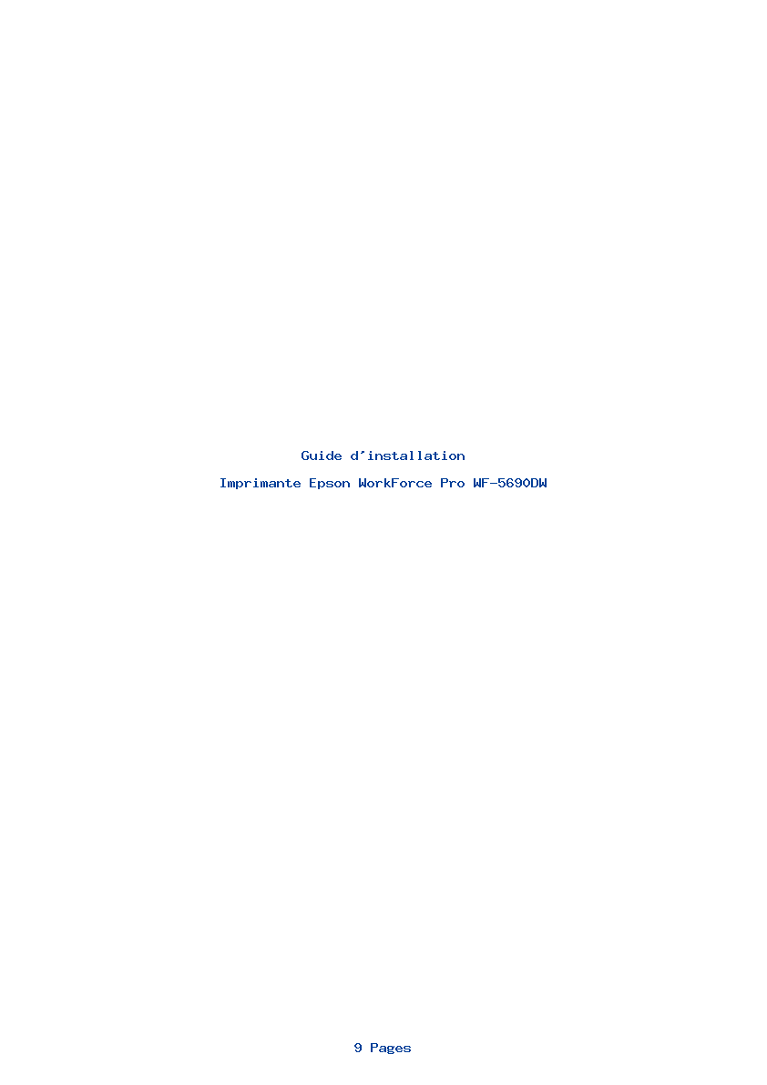 Page 1 de la notice Guide d'installation Epson WorkForce Pro WF-5690DW