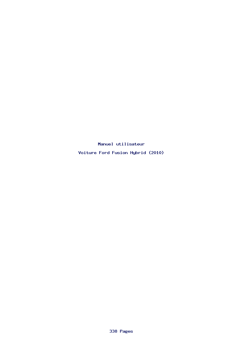 Page 1 de la notice Manuel utilisateur Ford Fusion Hybrid (2010)