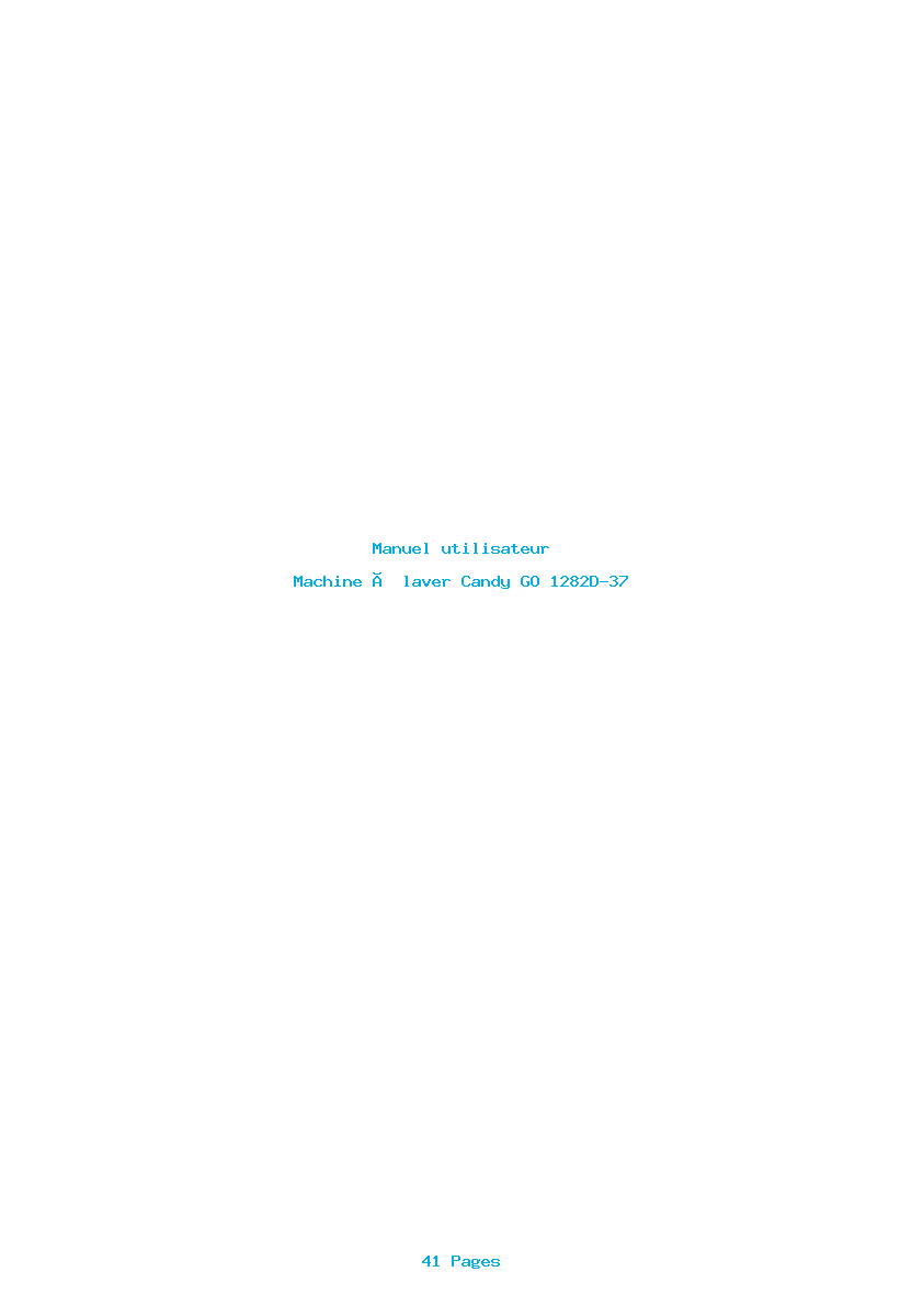 Page 1 de la notice Manuel utilisateur Candy GO 1282D-37