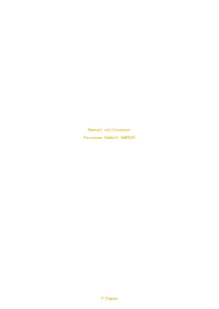 Page 1 de la notice Manuel utilisateur DeWalt DWD525