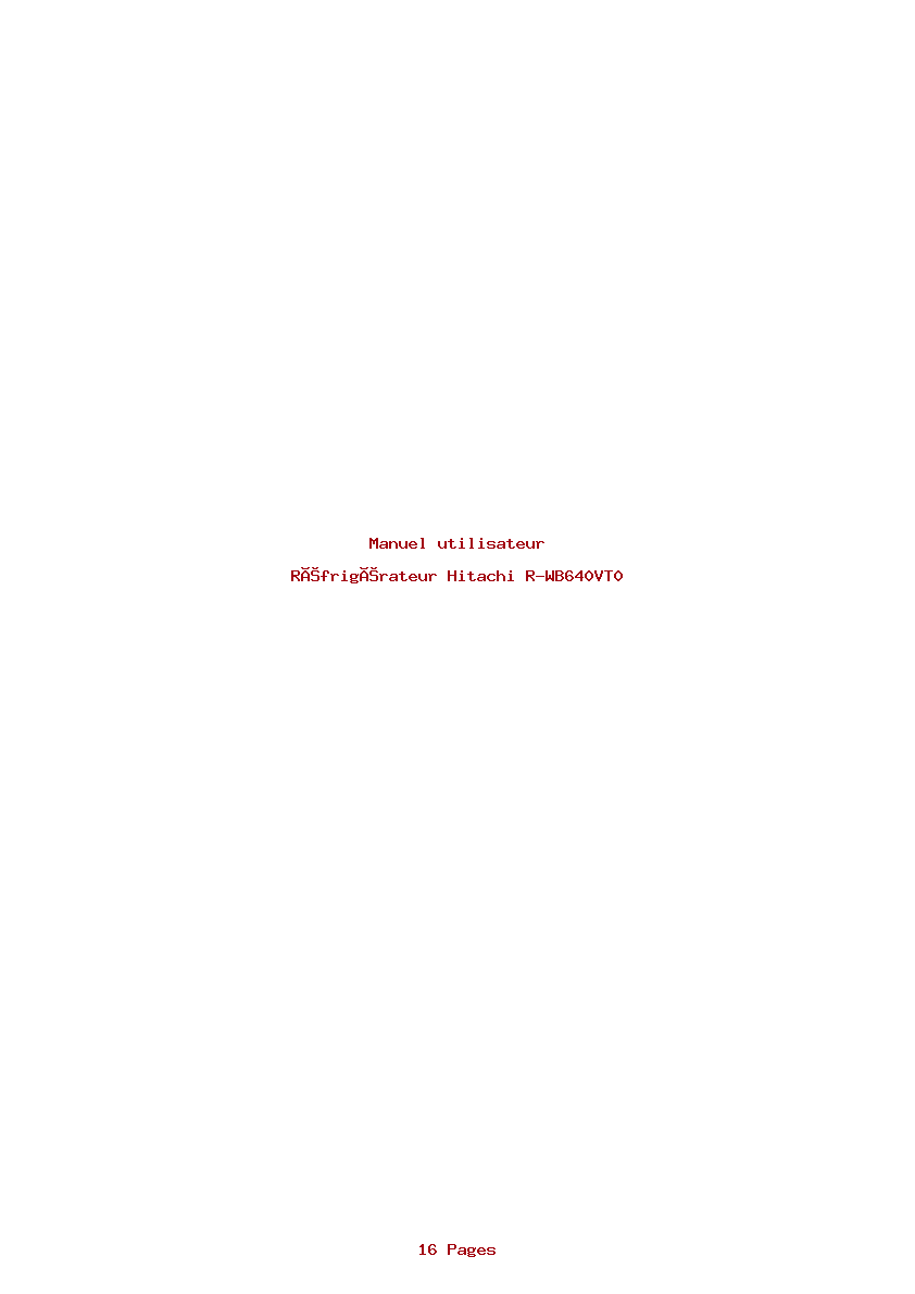 Page 1 de la notice Manuel utilisateur Hitachi R-WB640VT0