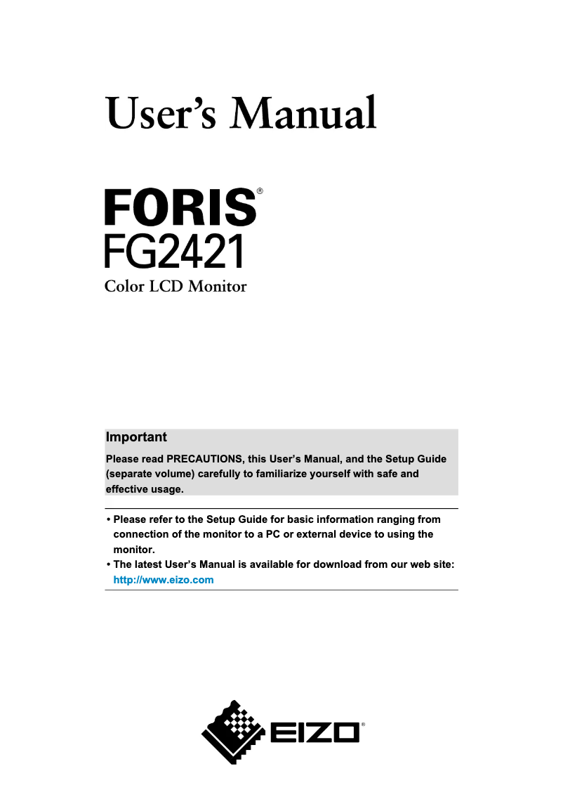 Page 1 de la notice Manuel utilisateur Eizo Foris FG2421