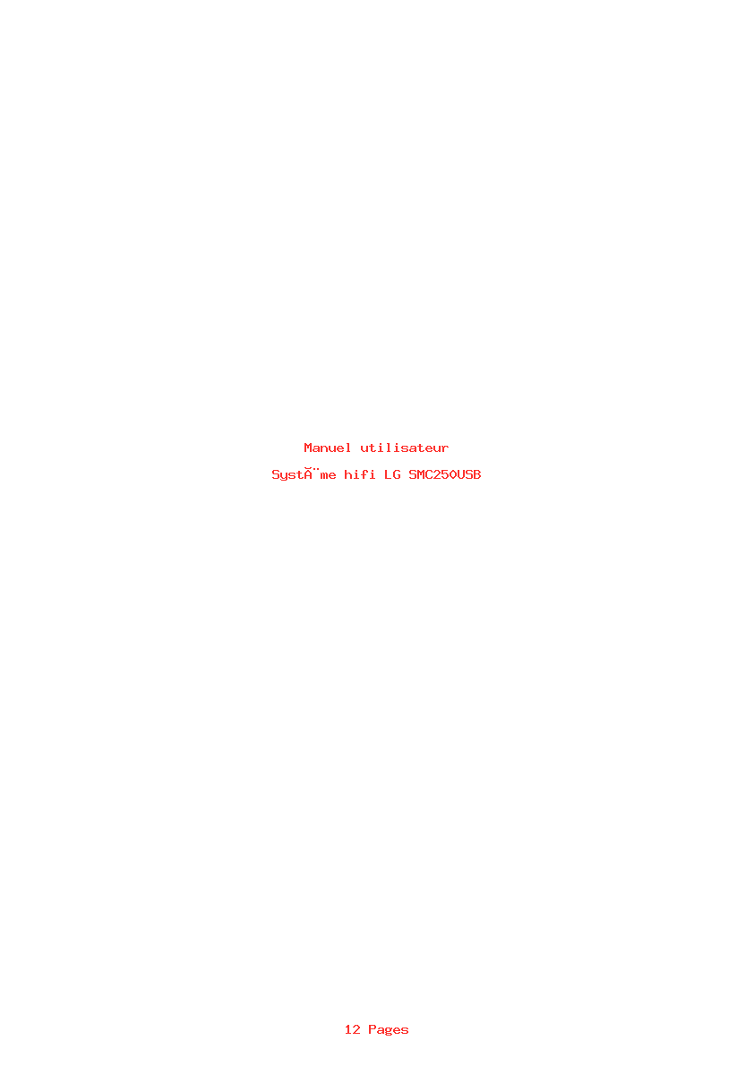Page 1 de la notice Manuel utilisateur LG SMC250USB