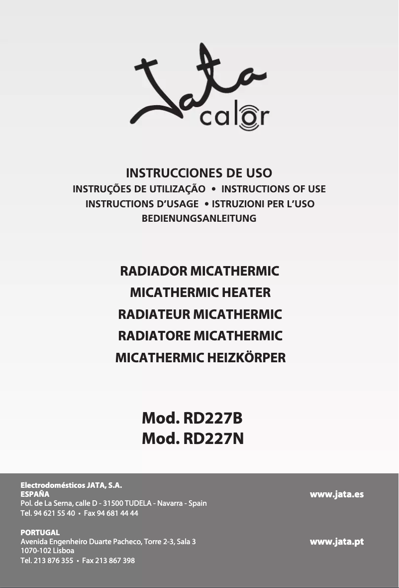 Page 1 de la notice Manuel utilisateur Jata RD227N