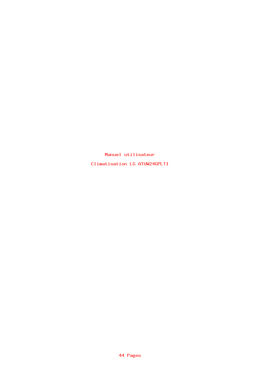 Page 1 de la notice Manuel utilisateur LG ATUW24GPLT1