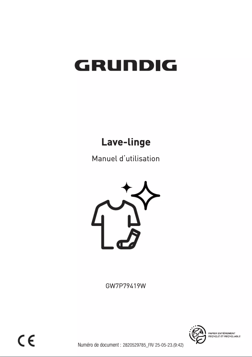 Page 1 de la notice Manuel utilisateur Grundig GW7P79419W