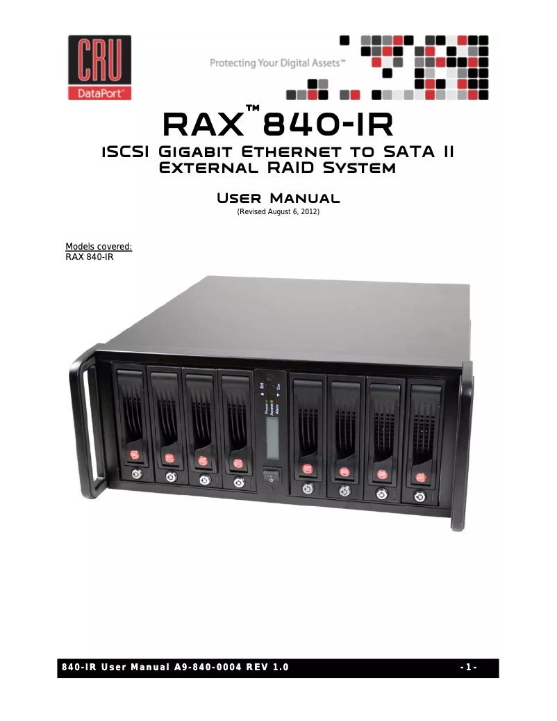 Page 1 of the manual User Manual CRU RAX840-IR