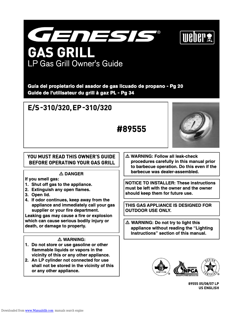 Page 1 de la notice Manuel utilisateur Weber Genesis II E-310 GBS