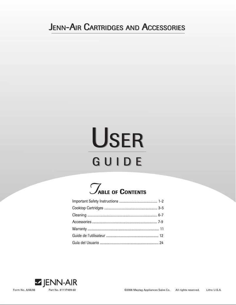 Página 1 del manual Manual de uso y mantenimiento JennAir JGA8200ADX