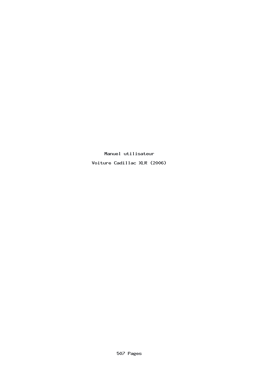 Page 1 de la notice Manuel utilisateur Cadillac XLR (2006)