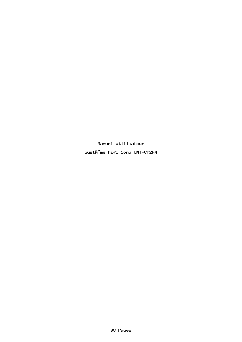Page 1 de la notice Manuel utilisateur Sony CMT-CP2WA
