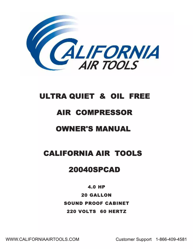 Page 1 of the manual User Manual California Air Tools 20040SPCAD