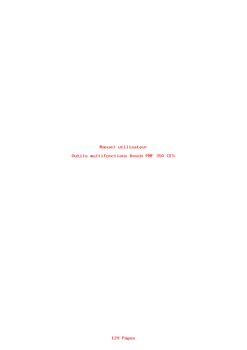 Page 1 de la notice Manuel utilisateur Bosch PMF 350 CES