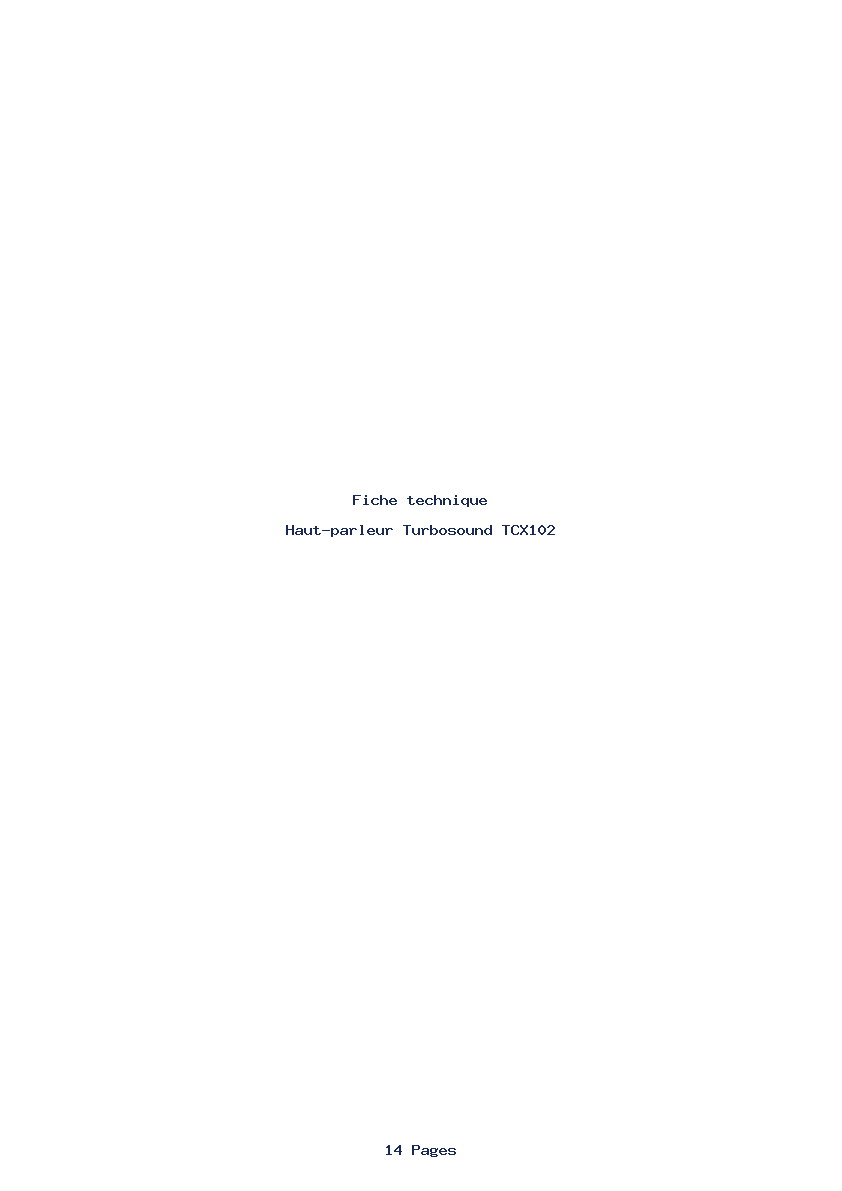 Page 1 de la notice Fiche technique Turbosound TCX102