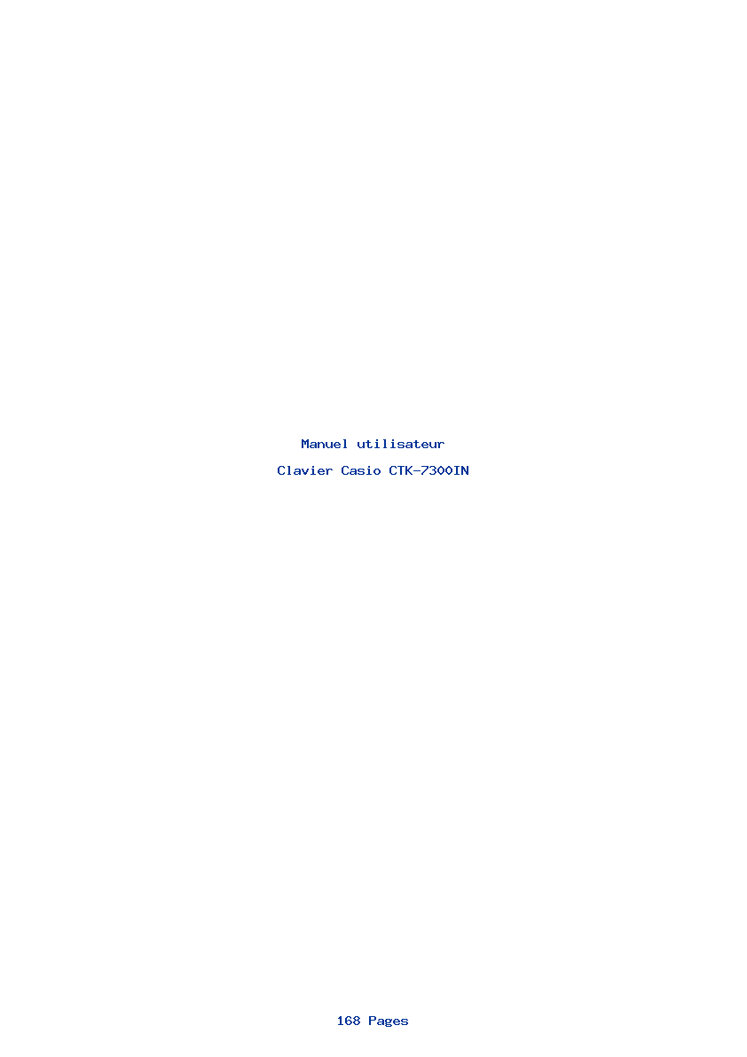 Page 1 de la notice Manuel utilisateur Casio CTK-7300IN
