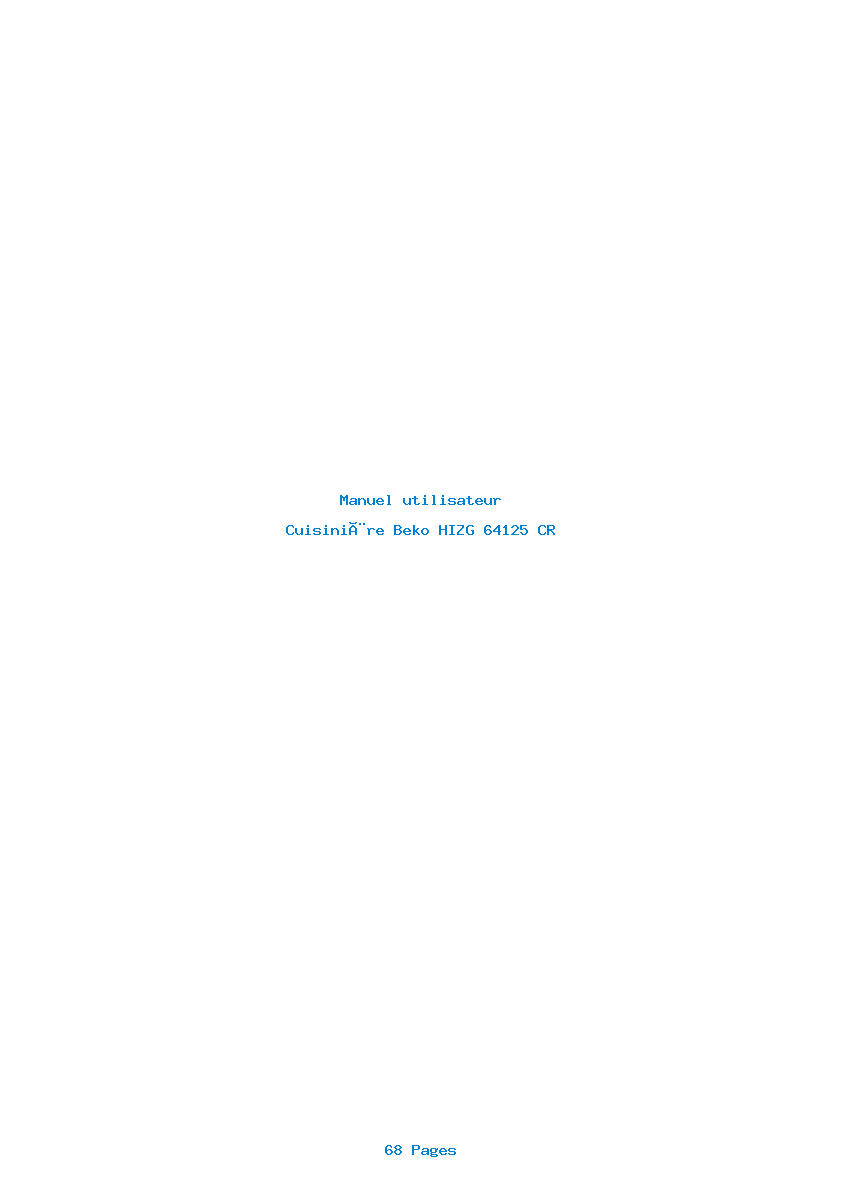 Page 1 de la notice Manuel utilisateur Beko HIZG 64125 CR