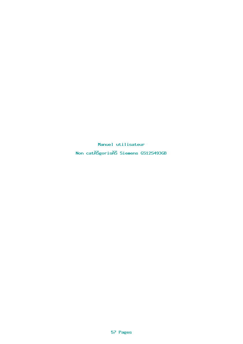 Page 1 de la notice Manuel utilisateur Siemens GS12S493GB