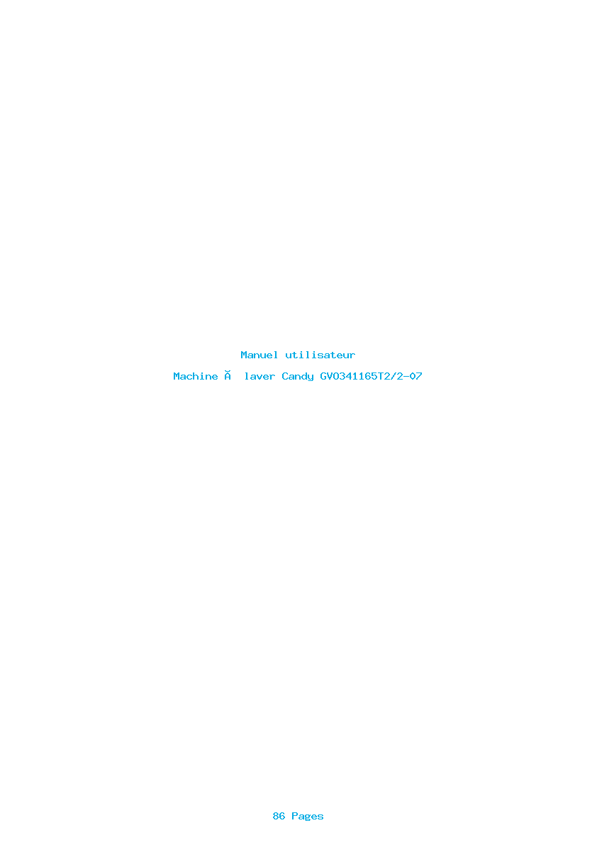 Page 1 de la notice Manuel utilisateur Candy GVO341165T2/2-07