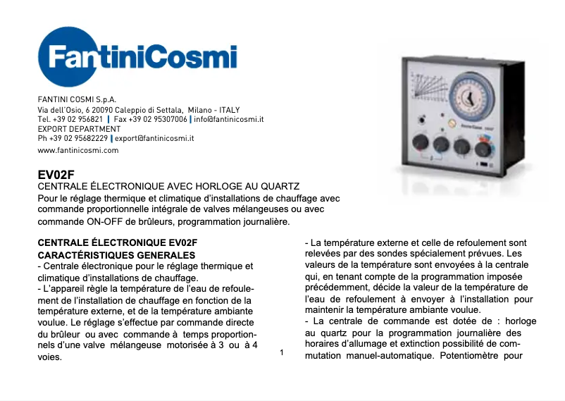 Page 1 de la notice Manuel utilisateur Fantini Cosmi EV02F