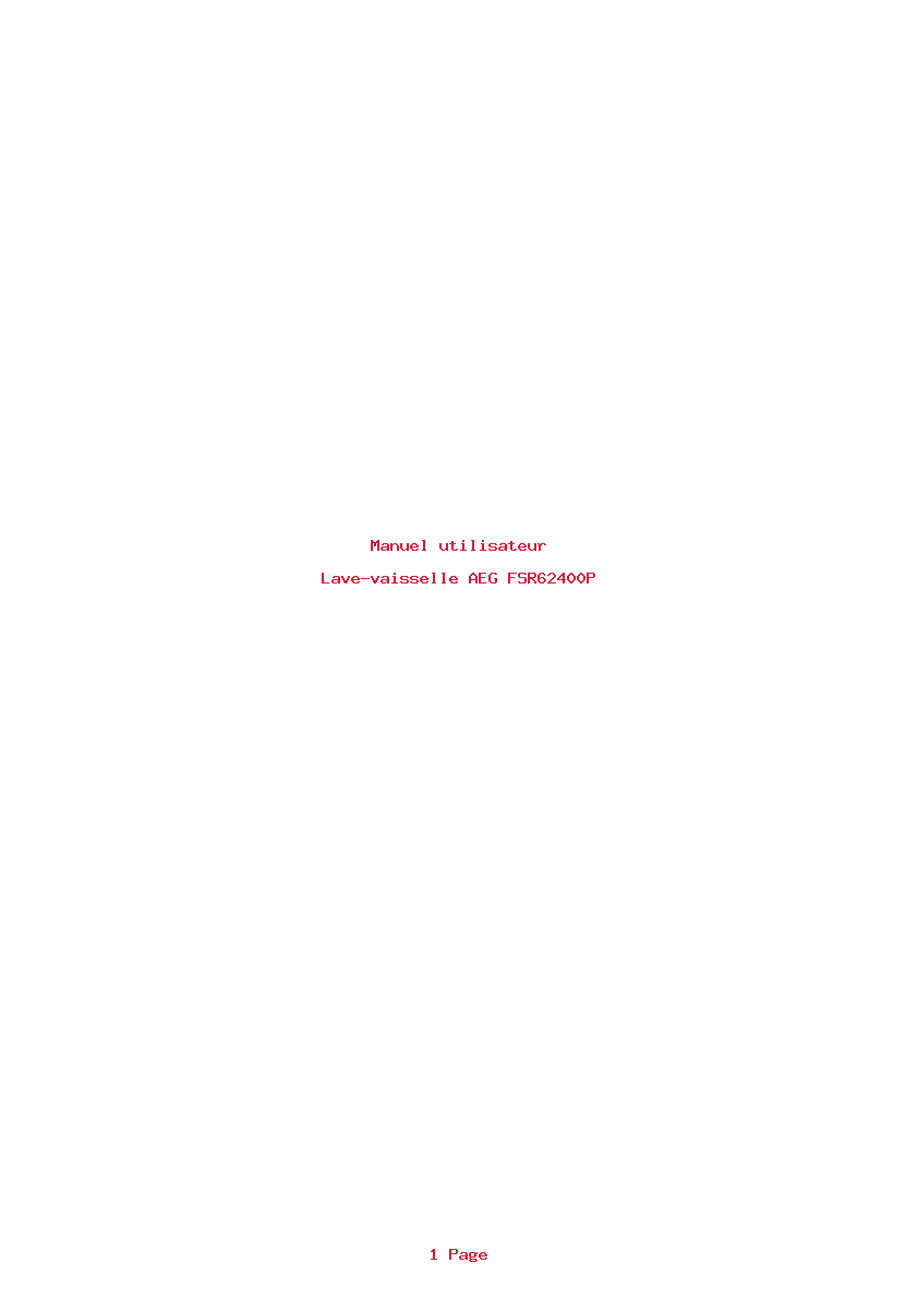 Page 1 de la notice Manuel utilisateur AEG FSR62400P