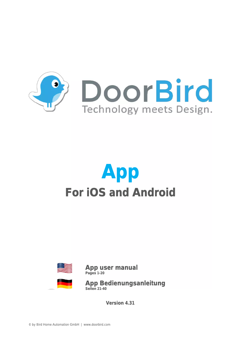 Page 1 de la notice Manuel utilisateur DoorBird App (iOS)