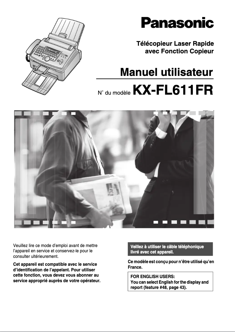 Page 1 de la notice Manuel utilisateur Panasonic KX-FL611FR