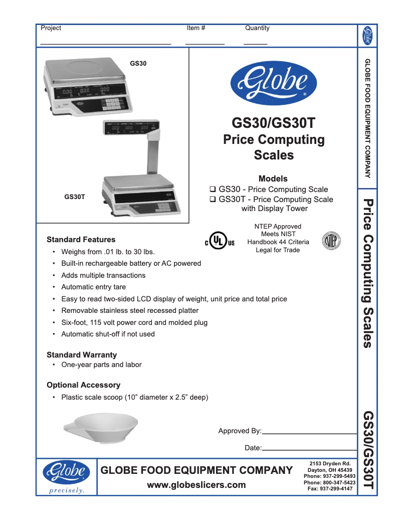Page 1 de la notice Manuel utilisateur Globe GS30